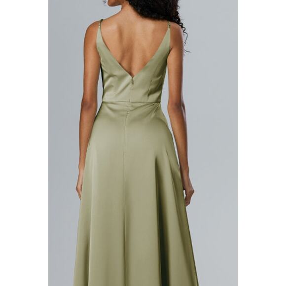 AW BRIDAL SZ 10 L fennel seed green Theodora wedding bridesmaid maxi dress b37 - Picture 2 of 10